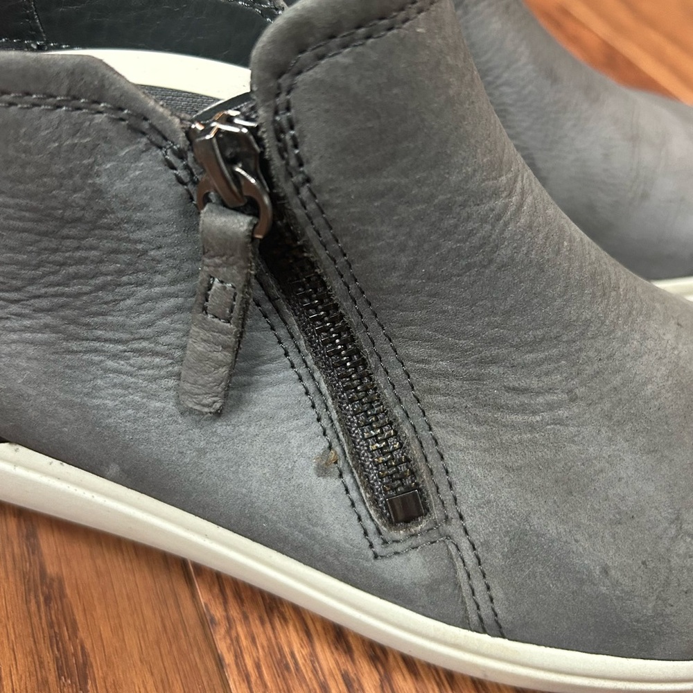 ECCO Nubuck Zip Bootie Gray Leather Shoes Size 39EU 8-8.5US - Picture 8 of 8